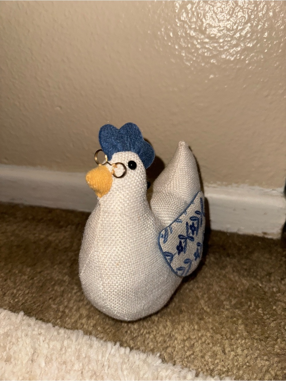 White, Blue & Yellow Chicken Stuffed Animal Plush Toy
